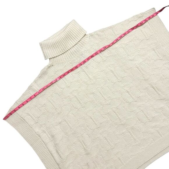 COACH NWT Ivory Signature Knit Turtleneck Wool Blend Poncho Sweater - Picture 12 of 16